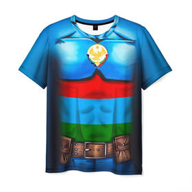 Мужская футболка 3D с принтом Капитан Дагестан в Петрозаводске, 100% полиэфир | прямой крой, круглый вырез горловины, длина до линии бедер | 05 | даг | дагестанец | капитан | супергерой | флаг