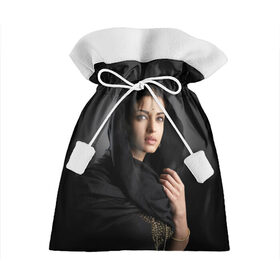 Подарочный 3D мешок с принтом Индусская девушка в Петрозаводске, 100% полиэстер | Размер: 29*39 см | Тематика изображения на принте: индия | индусская девушка | красивая | фон | черный