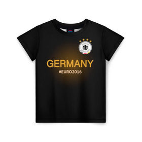 Детская футболка 3D с принтом Сборная Германии 2016 в Петрозаводске, 100% гипоаллергенный полиэфир | прямой крой, круглый вырез горловины, длина до линии бедер, чуть спущенное плечо, ткань немного тянется | Тематика изображения на принте: germany