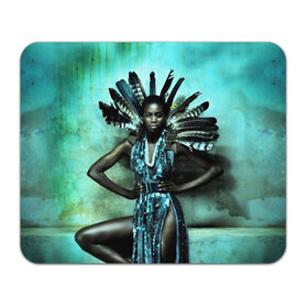 Коврик прямоугольный с принтом Африканская девушка в Петрозаводске, натуральный каучук | размер 230 х 185 мм; запечатка лицевой стороны | Тематика изображения на принте: африка | африканская девушка | в перьях | модель | перья