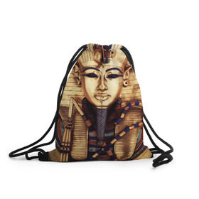 Рюкзак-мешок 3D с принтом Хатшепсут в Петрозаводске, 100% полиэстер | плотность ткани — 200 г/м2, размер — 35 х 45 см; лямки — толстые шнурки, застежка на шнуровке, без карманов и подкладки | египет | женщина | золото | маска | фараон египта | хатшепсут