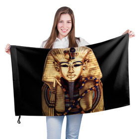 Флаг 3D с принтом Хатшепсут в Петрозаводске, 100% полиэстер | плотность ткани — 95 г/м2, размер — 67 х 109 см. Принт наносится с одной стороны | египет | женщина | золото | маска | фараон египта | хатшепсут