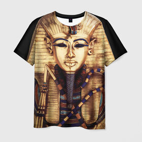 Мужская футболка 3D с принтом Хатшепсут в Петрозаводске, 100% полиэфир | прямой крой, круглый вырез горловины, длина до линии бедер | египет | женщина | золото | маска | фараон египта | хатшепсут