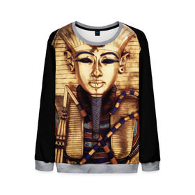Мужской свитшот 3D с принтом Хатшепсут в Петрозаводске, 100% полиэстер с мягким внутренним слоем | круглый вырез горловины, мягкая резинка на манжетах и поясе, свободная посадка по фигуре | египет | женщина | золото | маска | фараон египта | хатшепсут