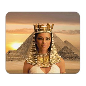 Коврик прямоугольный с принтом Клеопатра в Петрозаводске, натуральный каучук | размер 230 х 185 мм; запечатка лицевой стороны | египет | египетская | закат | золото | клеопатра | корона | песок | пирамиды | пустыня | солнце | царица