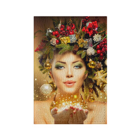 Обложка для паспорта матовая кожа с принтом Чудо девушка в Петрозаводске, натуральная матовая кожа | размер 19,3 х 13,7 см; прозрачные пластиковые крепления | волшебница | волшебство | звезды | новый год | подарки | празник | фея | чудо девушка