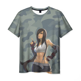 Мужская футболка 3D с принтом Военная девушка в Петрозаводске, 100% полиэфир | прямой крой, круглый вырез горловины, длина до линии бедер | девушка | камуфляж | рисунок