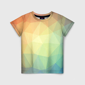 Детская футболка 3D с принтом Polygonal в Петрозаводске, 100% гипоаллергенный полиэфир | прямой крой, круглый вырез горловины, длина до линии бедер, чуть спущенное плечо, ткань немного тянется | polygonal | краски | многоугольник | полигональный | радуга | цвет