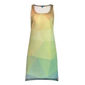 Платье-майка 3D с принтом Polygonal в Петрозаводске, 100% полиэстер | полуприлегающий силуэт, широкие бретели, круглый вырез горловины, удлиненный подол сзади. | polygonal | краски | многоугольник | полигональный | радуга | цвет