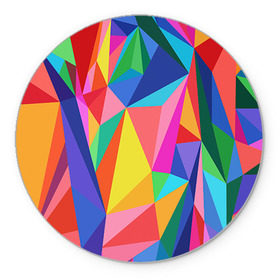 Коврик круглый с принтом Радуга в Петрозаводске, резина и полиэстер | круглая форма, изображение наносится на всю лицевую часть | polygonal | многоугольник | полигональный | разноцветный