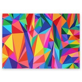 Поздравительная открытка с принтом Радуга в Петрозаводске, 100% бумага | плотность бумаги 280 г/м2, матовая, на обратной стороне линовка и место для марки
 | polygonal | многоугольник | полигональный | разноцветный