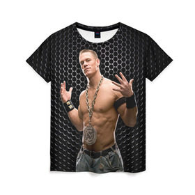 Женская футболка 3D с принтом John Cena в Петрозаводске, 100% полиэфир ( синтетическое хлопкоподобное полотно) | прямой крой, круглый вырез горловины, длина до линии бедер | john cena | wwe чемпион | джон сина