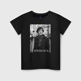 Детская футболка хлопок с принтом SHERLOCK 2 в Петрозаводске, 100% хлопок | круглый вырез горловины, полуприлегающий силуэт, длина до линии бедер | Тематика изображения на принте: sherlock | шерлок | шерлок холмс