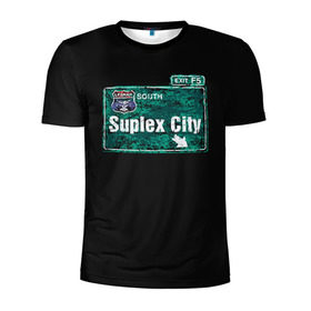 Мужская футболка 3D спортивная с принтом Suplex city в Петрозаводске, 100% полиэстер с улучшенными характеристиками | приталенный силуэт, круглая горловина, широкие плечи, сужается к линии бедра | fear | fury | wwe | рестлер