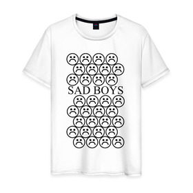 Мужская футболка хлопок с принтом Sad Boys logo в Петрозаводске, 100% хлопок | прямой крой, круглый вырез горловины, длина до линии бедер, слегка спущенное плечо. | boys | sad | sad boys | yung lean