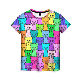 Женская футболка 3D с принтом Котятушки в Петрозаводске, 100% полиэфир ( синтетическое хлопкоподобное полотно) | прямой крой, круглый вырез горловины, длина до линии бедер | кот | котенок | котик | кошечка | кошка | мем | независимая | сильная