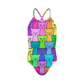 Детский купальник 3D с принтом Котятушки в Петрозаводске, Полиэстер 85%, Спандекс 15% | Слитный крой, подклад по переду изделия, узкие бретели | кот | котенок | котик | кошечка | кошка | мем | независимая | сильная