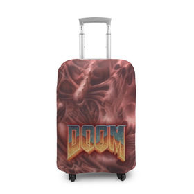 Чехол для чемодана 3D с принтом Doom (Classic) в Петрозаводске, 86% полиэфир, 14% спандекс | двустороннее нанесение принта, прорези для ручек и колес | 90 | олдскул | скелет | череп