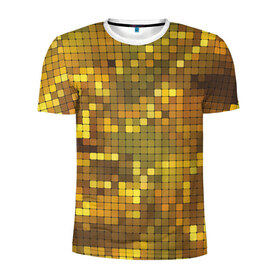 Мужская футболка 3D спортивная с принтом Gold style в Петрозаводске, 100% полиэстер с улучшенными характеристиками | приталенный силуэт, круглая горловина, широкие плечи, сужается к линии бедра | блекс | золото | квадрат | клубы | текстуры