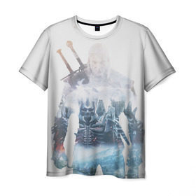 Мужская футболка 3D с принтом Геральт Охота в Петрозаводске, 100% полиэфир | прямой крой, круглый вырез горловины, длина до линии бедер | gerald | wild hunt | witcher | ведьмак | геральд | дикая охота
