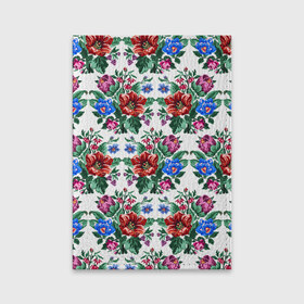 Обложка для паспорта матовая кожа с принтом Flowers on white в Петрозаводске, натуральная матовая кожа | размер 19,3 х 13,7 см; прозрачные пластиковые крепления | цветы