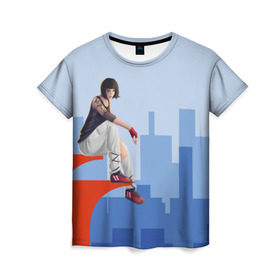 Женская футболка 3D с принтом Паркур в Петрозаводске, 100% полиэфир ( синтетическое хлопкоподобное полотно) | прямой крой, круглый вырез горловины, длина до линии бедер | faith | mirrors edge | parkour | зеркальная грань | паркур | фейт