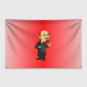 Флаг-баннер с принтом Ленин каррикатура в Петрозаводске, 100% полиэстер | размер 67 х 109 см, плотность ткани — 95 г/м2; по краям флага есть четыре люверса для крепления | lenin | ussr | владимир | ильич | ленин | ссср