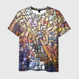 Мужская футболка 3D с принтом Прикольная мозаика в Петрозаводске, 100% полиэфир | прямой крой, круглый вырез горловины, длина до линии бедер | арт | дизайн | искусство | композиция | краски | мозаика | пазл | цветные камешки