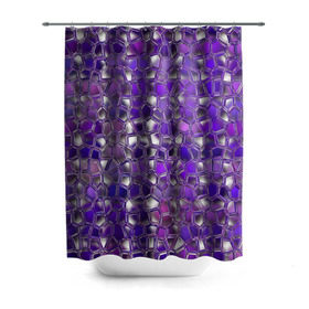 Штора 3D для ванной с принтом Фиолетовая мозаика в Петрозаводске, 100% полиэстер | плотность материала — 100 г/м2. Стандартный размер — 146 см х 180 см. По верхнему краю — пластиковые люверсы для креплений. В комплекте 10 пластиковых колец | дизайн | искусство | композиция | мозаика | стёклышки | цветные камешки