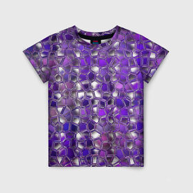 Детская футболка 3D с принтом Фиолетовая мозаика в Петрозаводске, 100% гипоаллергенный полиэфир | прямой крой, круглый вырез горловины, длина до линии бедер, чуть спущенное плечо, ткань немного тянется | дизайн | искусство | композиция | мозаика | стёклышки | цветные камешки