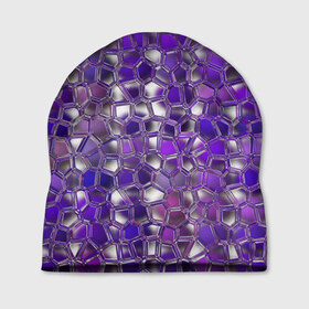 Шапка 3D с принтом Фиолетовая мозаика в Петрозаводске, 100% полиэстер | универсальный размер, печать по всей поверхности изделия | Тематика изображения на принте: дизайн | искусство | композиция | мозаика | стёклышки | цветные камешки