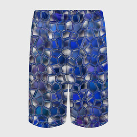 Детские спортивные шорты 3D с принтом Синяя мозаика в Петрозаводске,  100% полиэстер
 | пояс оформлен широкой мягкой резинкой, ткань тянется
 | дизайн | искусство | композиция | мозаика | стёклышки | цветные камешки