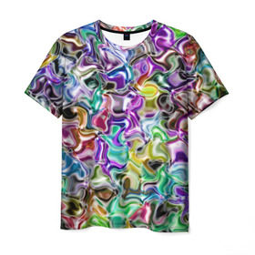 Мужская футболка 3D с принтом Цветное безумие в Петрозаводске, 100% полиэфир | прямой крой, круглый вырез горловины, длина до линии бедер | Тематика изображения на принте: арт | дизайн | искусство | краски | мозаика | палитра | радуга | разные цвета | текстура | цветное безумие