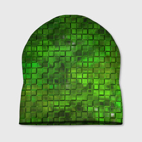 Шапка 3D с принтом Зелёные кубики в Петрозаводске, 100% полиэстер | универсальный размер, печать по всей поверхности изделия | дизайн | искусство | кубики | мозаика | поверхность | рельеф | стена | стиль | текстура | фон