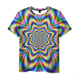 Мужская футболка 3D с принтом Красочная иллюзия в Петрозаводске, 100% полиэфир | прямой крой, круглый вырез горловины, длина до линии бедер | гипноз | движение | красочный фон | обман зрения | оптическая иллюзия | погружение | текстура | фокус