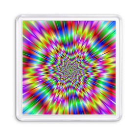 Магнит 55*55 с принтом Спектральная иллюзия в Петрозаводске, Пластик | Размер: 65*65 мм; Размер печати: 55*55 мм | взрыв | гипноз | движение | краски | красочный фон | обман зрения | оптическая иллюзия | погружение | текстура | фокус | цветовой спектр