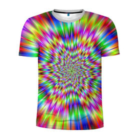 Мужская футболка 3D спортивная с принтом Спектральная иллюзия в Петрозаводске, 100% полиэстер с улучшенными характеристиками | приталенный силуэт, круглая горловина, широкие плечи, сужается к линии бедра | взрыв | гипноз | движение | краски | красочный фон | обман зрения | оптическая иллюзия | погружение | текстура | фокус | цветовой спектр