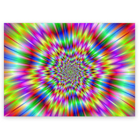 Поздравительная открытка с принтом Спектральная иллюзия в Петрозаводске, 100% бумага | плотность бумаги 280 г/м2, матовая, на обратной стороне линовка и место для марки
 | взрыв | гипноз | движение | краски | красочный фон | обман зрения | оптическая иллюзия | погружение | текстура | фокус | цветовой спектр