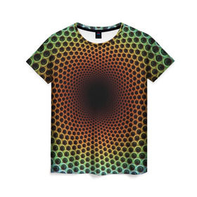 Женская футболка 3D с принтом Погружение в бездну в Петрозаводске, 100% полиэфир ( синтетическое хлопкоподобное полотно) | прямой крой, круглый вырез горловины, длина до линии бедер | гипноз | движение | обман зрения | оптическая иллюзия | погружение | текстура | фокус