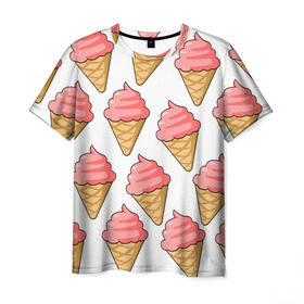 Мужская футболка 3D с принтом Мороженки в Петрозаводске, 100% полиэфир | прямой крой, круглый вырез горловины, длина до линии бедер | девушкам | мороженка | мороженое | сладкая