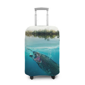 Чехол для чемодана 3D с принтом Рыбалка в Петрозаводске, 86% полиэфир, 14% спандекс | двустороннее нанесение принта, прорези для ручек и колес | грузило | карась | лодка | окунь | природа | река | рыбак | рыболов | снасти | туризм | щука