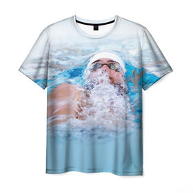 Мужская футболка 3D с принтом Michael Phelps в Петрозаводске, 100% полиэфир | прямой крой, круглый вырез горловины, длина до линии бедер | 