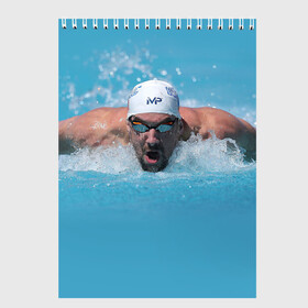 Скетчбук с принтом Michael Phelps в Петрозаводске, 100% бумага
 | 48 листов, плотность листов — 100 г/м2, плотность картонной обложки — 250 г/м2. Листы скреплены сверху удобной пружинной спиралью | Тематика изображения на принте: 