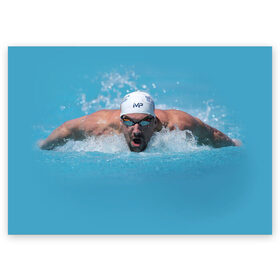 Поздравительная открытка с принтом Michael Phelps в Петрозаводске, 100% бумага | плотность бумаги 280 г/м2, матовая, на обратной стороне линовка и место для марки
 | Тематика изображения на принте: 