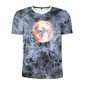 Мужская футболка 3D спортивная с принтом Феникс в Петрозаводске, 100% полиэстер с улучшенными характеристиками | приталенный силуэт, круглая горловина, широкие плечи, сужается к линии бедра | Тематика изображения на принте: phoenix | огонь | пламя | птица