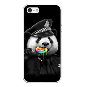 Чехол для iPhone 5/5S матовый с принтом Панда и карамель в Петрозаводске, Силикон | Область печати: задняя сторона чехла, без боковых панелей | панда | черно белый