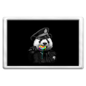 Магнит 45*70 с принтом Панда и карамель в Петрозаводске, Пластик | Размер: 78*52 мм; Размер печати: 70*45 | панда | черно белый