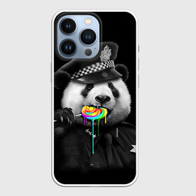 Чехол для iPhone 13 Pro с принтом Панда и карамель в Петрозаводске,  |  | панда | черно белый