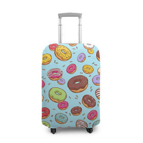 Чехол для чемодана 3D с принтом Пончики Пончики в Петрозаводске, 86% полиэфир, 14% спандекс | двустороннее нанесение принта, прорези для ручек и колес | пончик