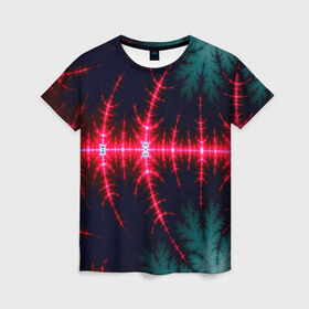 Женская футболка 3D с принтом Звуковые волны в Петрозаводске, 100% полиэфир ( синтетическое хлопкоподобное полотно) | прямой крой, круглый вырез горловины, длина до линии бедер | абстракт | абстракции | иллюзия | прикольные | текстуры